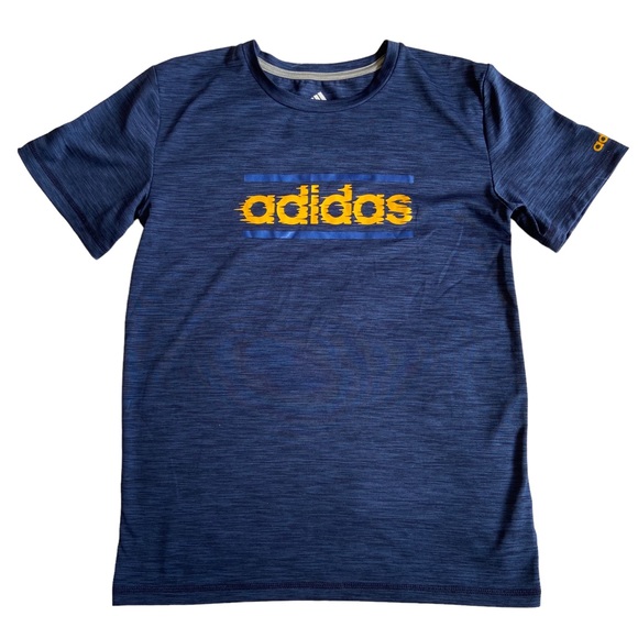 5x$25 Adidas Logo Boys Size M Dry Fit Navy Blue Short Sleeve